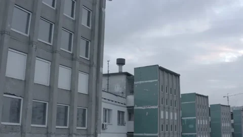Darnitsa region. Soviet building of the times of the USSR. Panel skyscrapers. Video stock 188810096