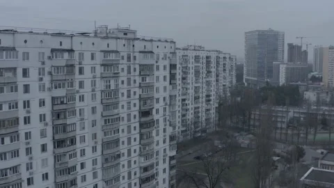 Darnitsa region. Soviet building of the times of the USSR. Panel skyscrapers. Stock Footage 188824471