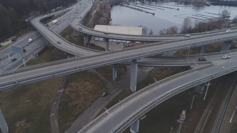 Darnitsky bridge over the Dnieper River. Ukraine city Kiev. Stock Footage 128227011