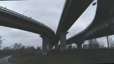 Darnitsky bridge over the Dnieper River. Ukraine city Kiev. Stock Footage 128227243