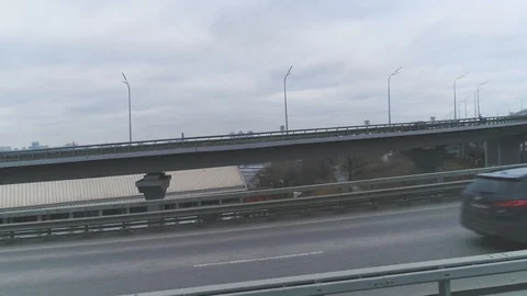 Darnitsky bridge over the Dnieper River. Ukraine city Kiev. Stock Footage 128228854