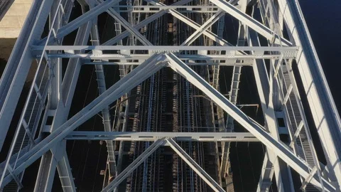 Darnitsky bridge over the Dnieper River. Ukraine city Kiev. Stock Footage 128230561
