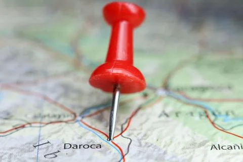 Daroca, Spain pin on map Stock Photos