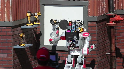 DARPA Robotics Challenge UNLV DRC-Hubo Wall Cutting Task Stock-Footage 54990976