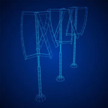 Darrieus wind turbine. Windmill generator Stock Illustration