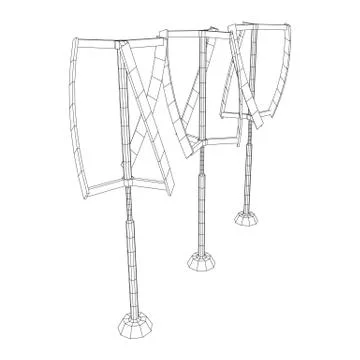 Darrieus wind turbine. Windmill generator Stock Illustration