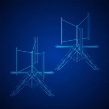 Darrieus wind turbine. Windmill generator Stock Illustration