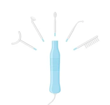 Darsonval with a set of nozzles on a white background Stock Illustration