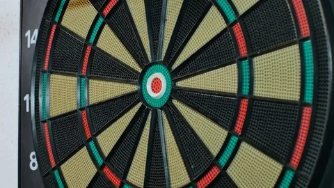 A dart arrow stick on the dart board. Stock Footage 80787158
