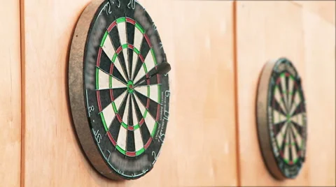 The Dart Board With Darts Stuck Stock Footage 60805077