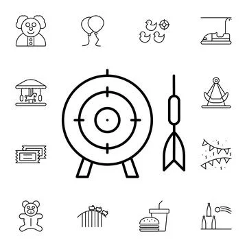 Dart, bullseye flat vector icon in amusement pack Stock Illustration