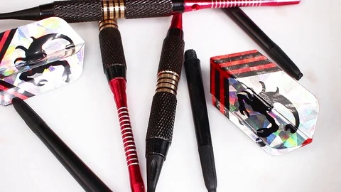 Dart darts electronic tip set looping texture pattern closeup video Video stock 99016228
