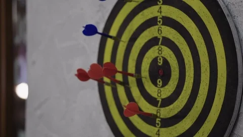 The dart is flipped into a pillow Stock Footage 88158301