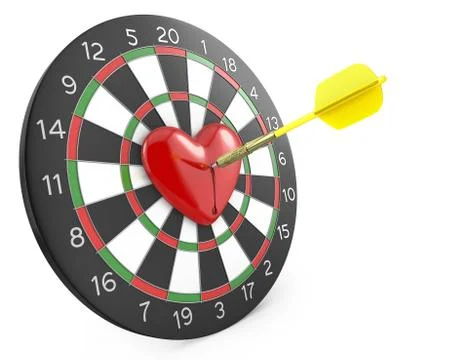 Dart hit the heart in the center of datrboad Illustration