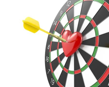 Dart hit the heart in the center of datrboad, version without bl Stock Illustration