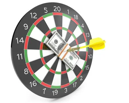 Dart hit pack of dollars Stock Illustration