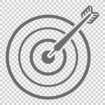Dart hitting the center of a target icon representing business success . Illustrazione stock
