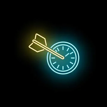 Dart hitting clock target representing time management goal Stock Illustration