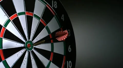 Dart hitting dartboard, Slow motion Stock Footage 9305170