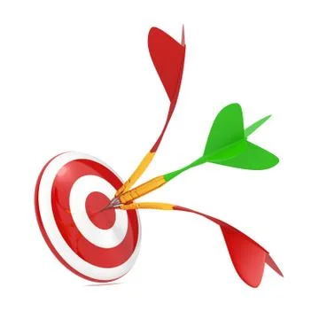 Dart Hitting a Target, Isolated On White. Stock Illustration
