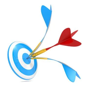 Dart Hitting a Target, Isolated On White. Stock Illustration