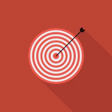Dart icon , Flat design style, vector illustration. long shadow icon. Stock Illustration