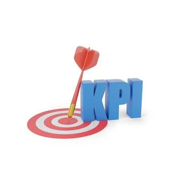 Dart with KPI solid text isolated on white background. Key Performance Indi.. Illustrazione stock