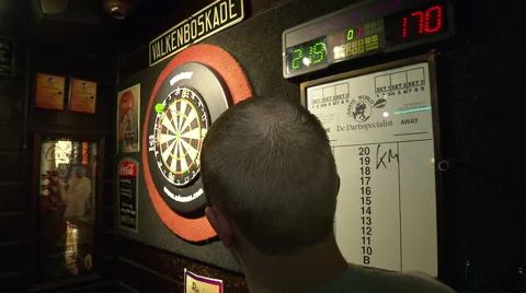 Dart pub The Entertainer where Raymond van Barneveld started his career Stock Footage 59136190