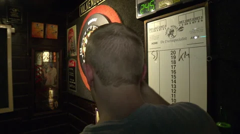 Dart pub The Entertainer where Raymond van Barneveld started his career Stock Footage 59136191