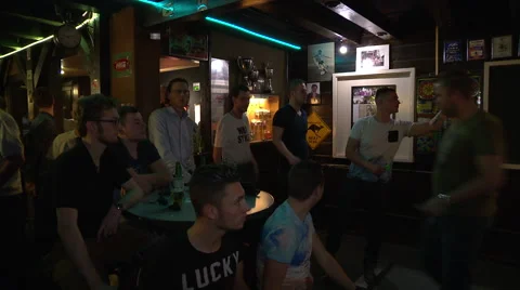 Dart pub The Entertainer where Raymond van Barneveld started his career Stock Footage 59136289