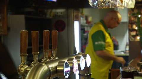 Dart pub The Entertainer where Raymond van Barneveld started his career Stock Footage 59136308