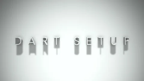 Dart setup 3D title animation with shadows on a white background Vídeos de archivo 297568239
