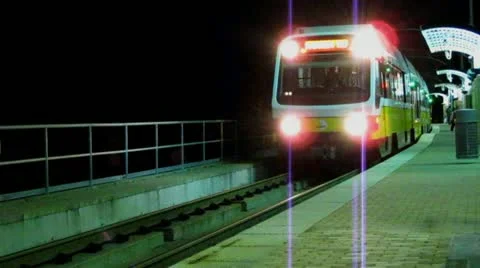 DART train at night Stock Footage 12670290