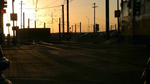 DART Train At Sunset Dallas Video stock 36641608