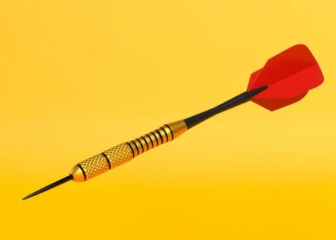 Dart on yellow background. 3D rendering illustration Stock Illustration