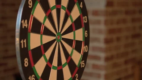 Dartboard Closeup in Dimly Lit Office Break Area 스톡 동영상 338166135