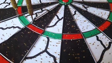 A dartboard with darts. Playing darts, darts. Stock Footage 346261128