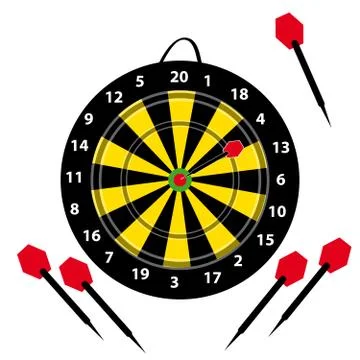 Dartboard with darts on white background Stock Illustration