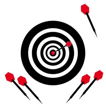 Dartboard with darts on white background Stock Illustration