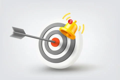 Dartboard with ringing bell. Vector 3d illustration Stock-Illustration