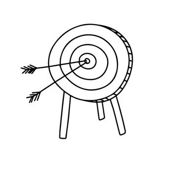 Dartboard. Target arrows. The concept achieving goal. Outline doodle hand Stock Illustration