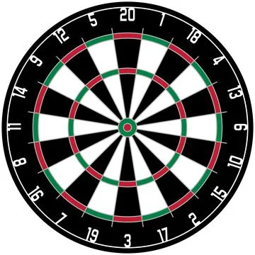 Dartboard vector with all fields and Numbers on white background. Stock Illustration