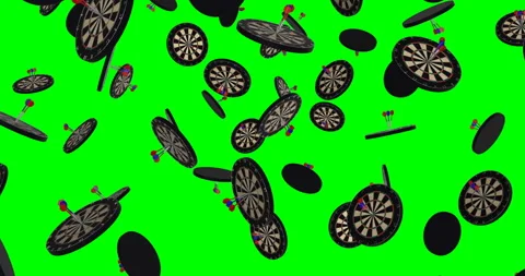 Dartboards falling slow motion 3d animation Stock Footage 249739309