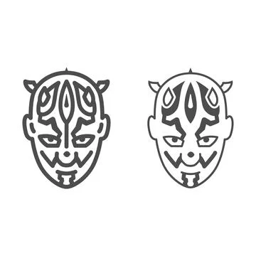 Darth Maul line and solid icon, star wars concept, dathomirian zabrak dark lord Stock Illustration