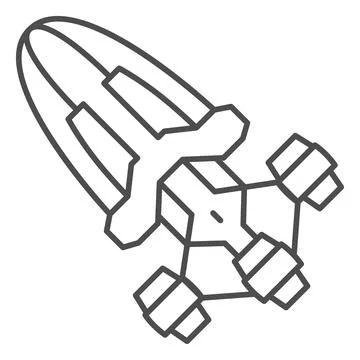 Darth Maul scimitar thin line icon, star wars concept, dark side villain ship Stock Illustration