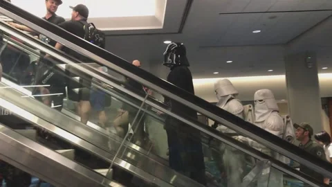 Darth Vader on Escalator Stock Footage 160758599
