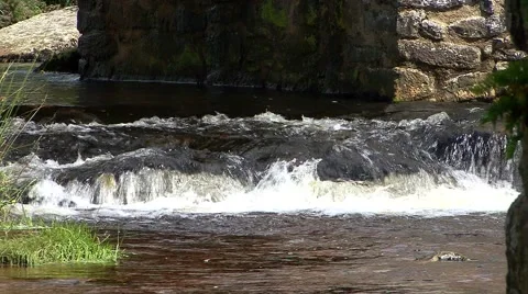 Dartmoor Ancient Clapper Bridge Stock Footage 56213722