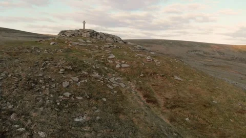 Dartmoor Brat Tor - Widgery Stone Cross - Drone tour aerial view Stock Footage 293808901
