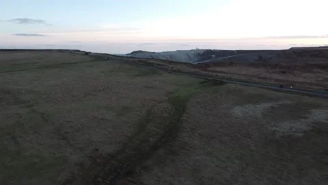 Dartmoor climbing flight to reveal Quarry Stock Footage