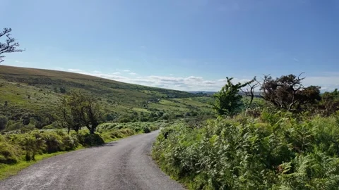 Dartmoor Devon England. 28.07.2024. Video. Driving across Dartmoor  along cou Stock Footage 282495191